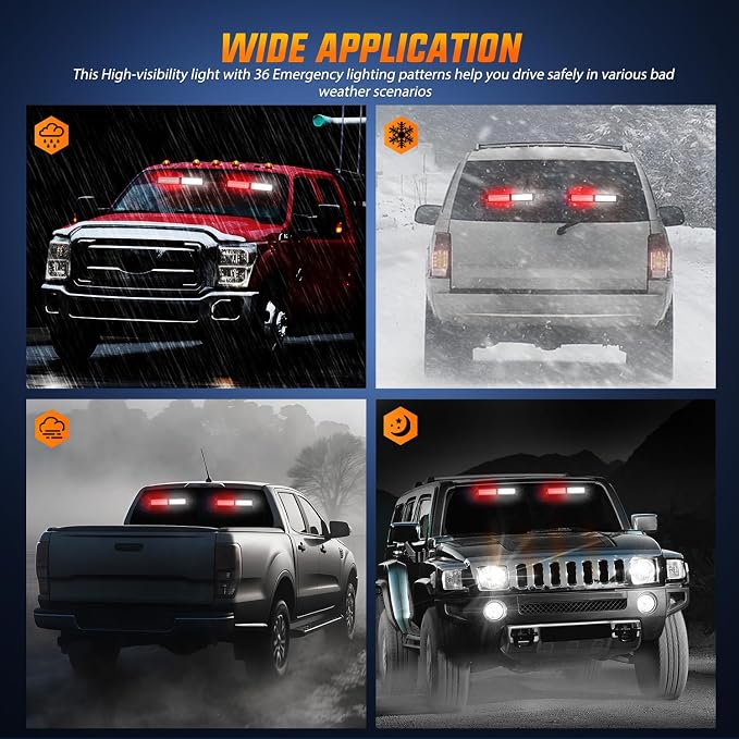Nilight 40LED Red White Emergency Strobe Traffic Advisor Light Bar with Suction Cups Dash Safety Warning Hazard Flashing Lights Interior Front/Rear Windshield for Trucks Construction Vehicles | with Suction Cups Dash Safety Warning Hazard Flashing Ligh...