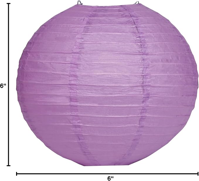 Pack Of 6 Round Paper Lanterns Lamp Wedding Birthday Party Decoration (Lilac, 6"/15CM)