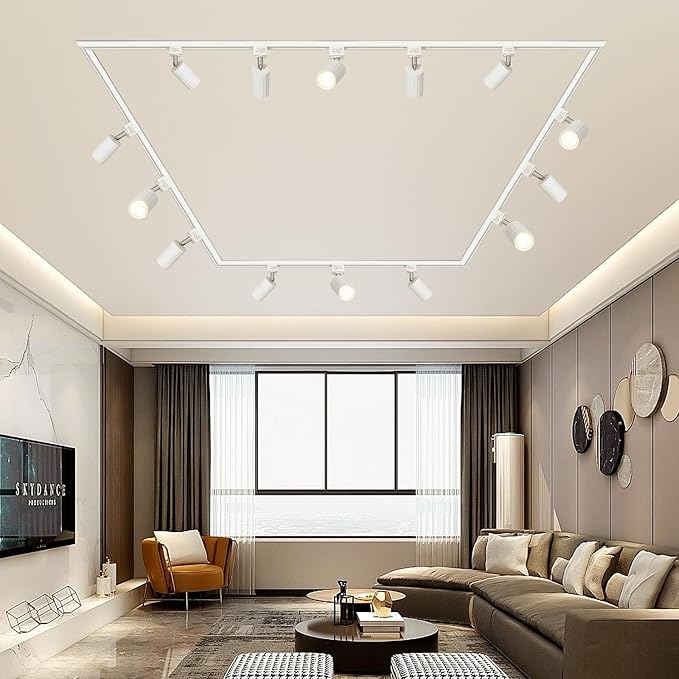 26FT H Track Lighting Rail Kit, White 120V H Type Track Rail System | Includes Floating Canopy Connector, I/L/T Connectors, End Caps and Live End Feed. Compatible with H style 3-wire Track Heads