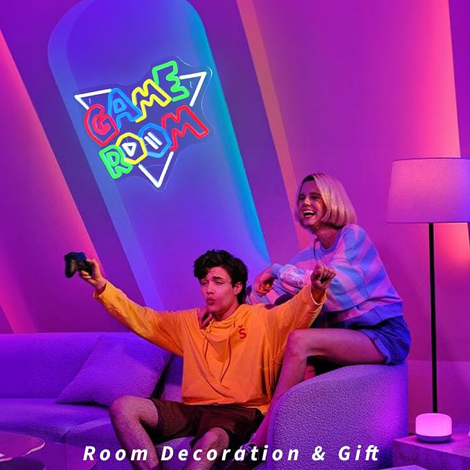 JEDAEMEN Game Room Neon Signs for Wall Decor Game Zone LED Sign Neon Lights | Gaming Led Light Sign Preppy Game Room Decor Light Up Sign for Teen Boys Gamer Room Birthday Party Decoration USB Powered