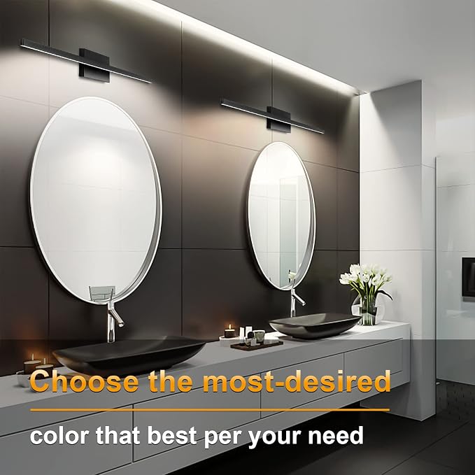 31.5 inch Black Bathroom Vanity Light,18W 5CCT Dimmable LED Bathroom Lighting Fixtures Over Mirror, Modern Vanity Lights for Bathrooms Restroom Mirror- ETL Certified