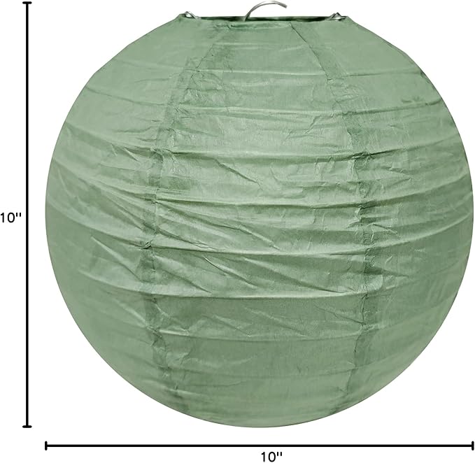 10 Inch Sage Green Paper Lantern for Rustic Party Bridal Shower Wedding Birthday New Year Party decorations(Set of 5, Sage Green)