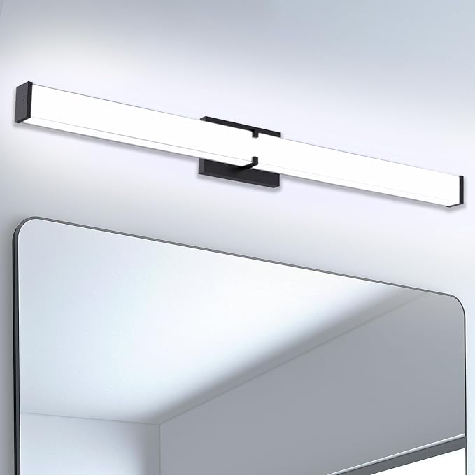 Bathroom Light Fixtures: 31.5 Inch ETL Certified LED Bathroom Vanity Light 5700K Cool White 36W 2500LM - Modern Black Vanity Light Dimmable with Clear Shade - Bathroom Lighting Fixtures Over Mirror