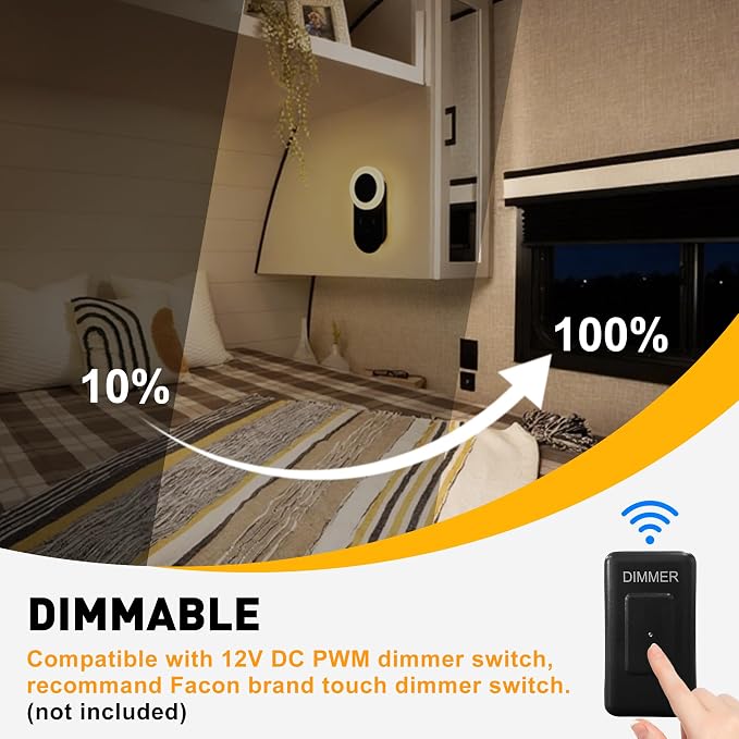 Facon RV Wall Sconce LED Reading Light w/18W USB-C Fast Charger, Dual-Zone Lighting with Independent Switch, 12V Interior Light for RV Camper, Trailer, Motorhome, Tiny Homes