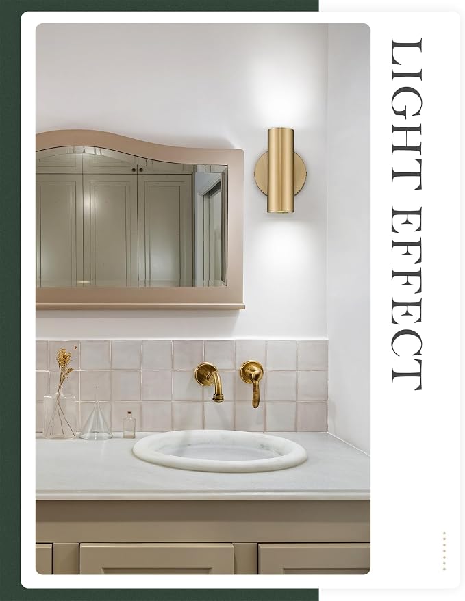 1-Light Wall Sconce,Indoor Up and Down Wall Lamp,Brass Gold | Indoor Wall Lighting for bedroom,hallway,living room,entryway