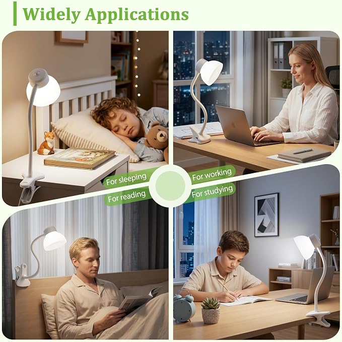 Desk Lamps for Home Office,Small LED Reading Lamp,5000K Eye-Care Desk Light | Clip On Desks Lamps for College Dorm, Kids Desk, Bed Headboard, Flexible Gooseneck, Compact Small Table Lamp