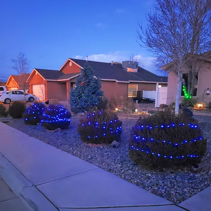 JMEXSUSS 2Pack Blue Fairy Lights Battery Operated with Remote for Christmas | Total 400 LED 132 ft, 8 Modes Twinkle String Lights for Xmas Tree Bedroom Fence Wreath Fireplace Indoor Outdoor Decorations