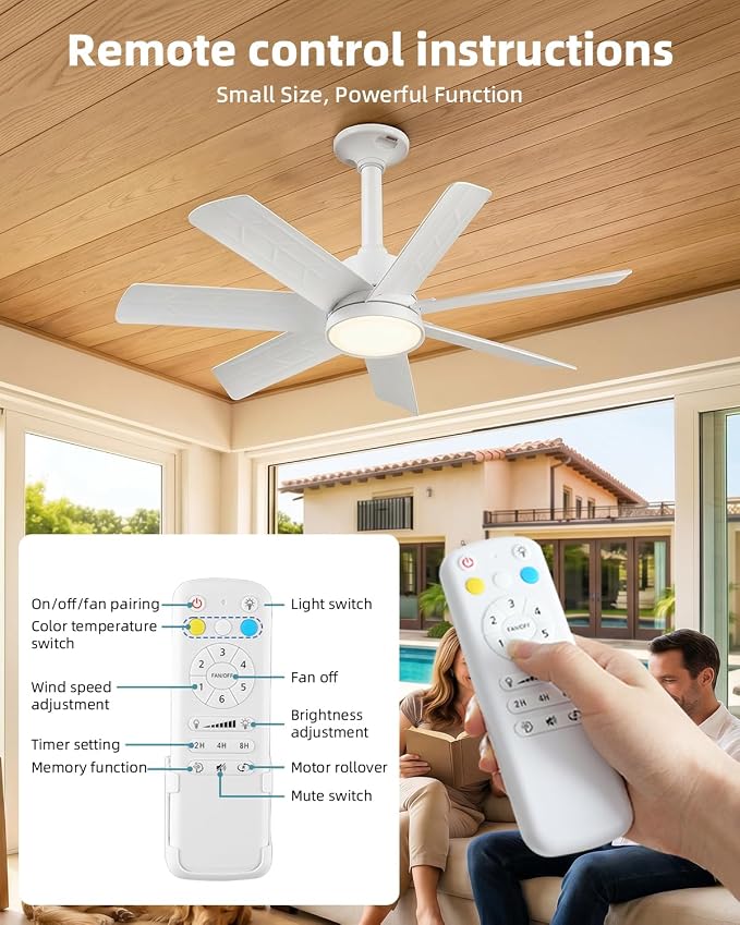 28 Inch Socket Fan Light with Remote Control, Screw in E26/E27 Ceiling Fan with LED Light, 3000-6000K Dimmable Color Temp, 6 Speeds, Timer, for Bedroom Kitchen Living Room Garage, White