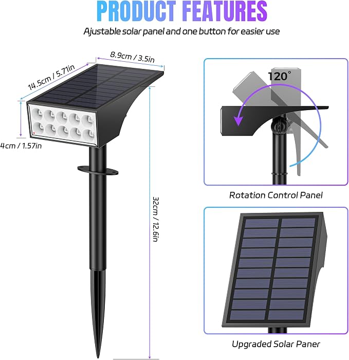WENATY Solar Spot Lights Outdoor Color Changing 6 Pack Halloween Spotlights | IP65 Waterproof, Auto On/Off LED Powered Yard Garden Flood Solar Light for Outside Pathway Wall Tree Lawn Uplights Lights