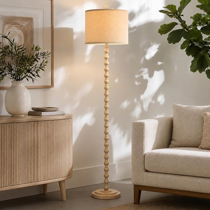 62" Farmhouse Floor Lamps for Living Room, Vintage Floor Lamp with Rotary Switch, 3-Color Adjustable Temperature Standing Lamp, Rustic Resin Tall Lamps for Living Room, Bedroom, Home Office, Corner
