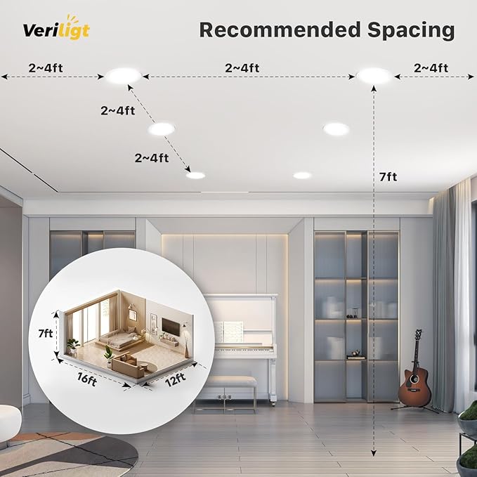 6 Pack 4 Inch 5CCT LED Recessed Light, Silm Canless Recessed Lighting, Dimmable, Damp Rated, 2700K-5000K Selectable, Wafer Ceiling Downlight with Junction Box, 750LM, 9W 120V, ETL&FCC