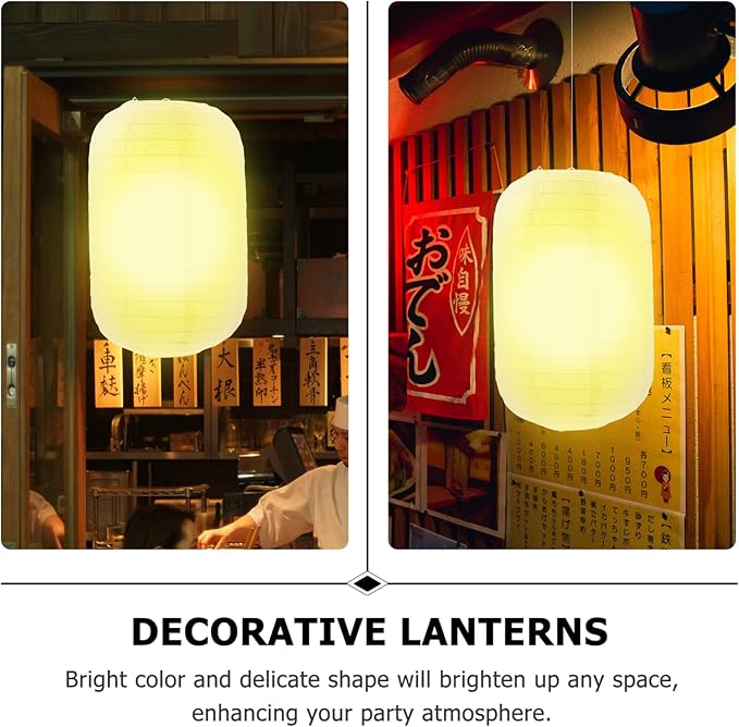 2Pcs Japanese Lantern Lamp : Beige Lanterns for Indoor Outdoor Home Yard Ramen Restaurant Decoration Japanese Paper Lanterns Hanging for Festival Decorations