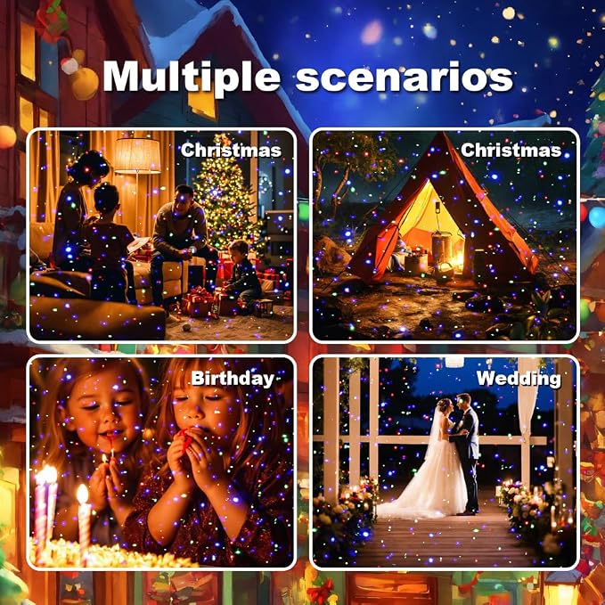 Laser Christmas Projector Lights Outdoor, Firefly Light Show for Trees | 3 Colors,RF Remote, Waterproof, Indoor Holiday Halloween Decoration, Christmas Gift, Wedding, Home Decor, Party, Garden