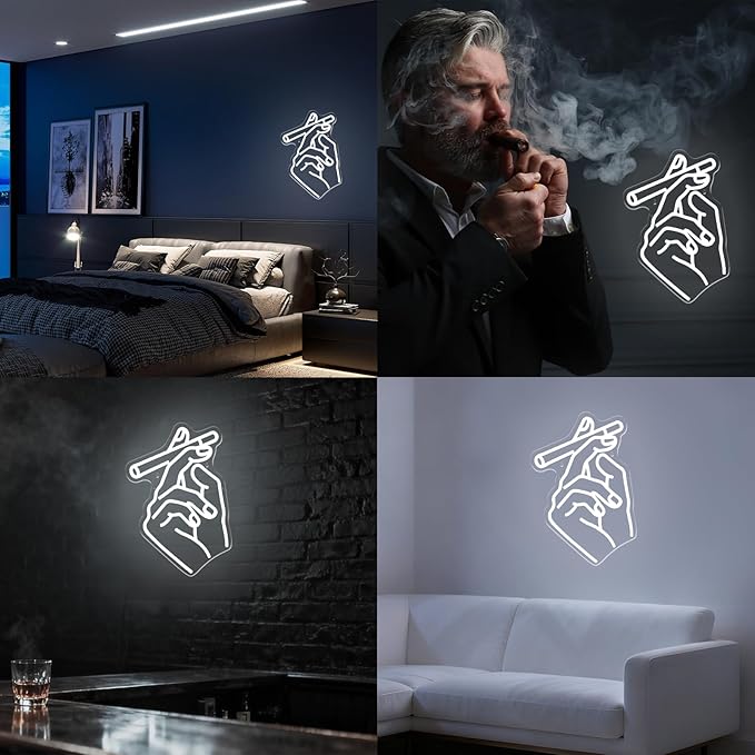 Hand Neon Sign for Wall Decor, Gesture Hand LED Neon Lights Art for Bedroom, Bar, Lounge, Game Room, Club Party Décor Gift for Men