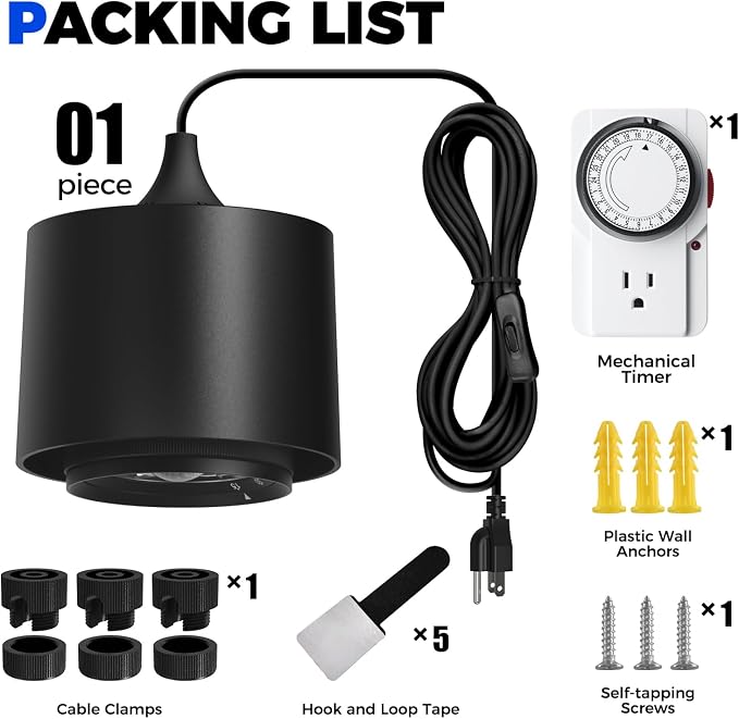 Barrina TR40 Hanging Plant Lights for Indoor Plant, 40W 5000K Full Spectrum | Adjustable Beam Angle (15°-60°), High PPFD, Spotlight Grow Light with Timer for Indoor Growing, Large Tall Plant, Black
