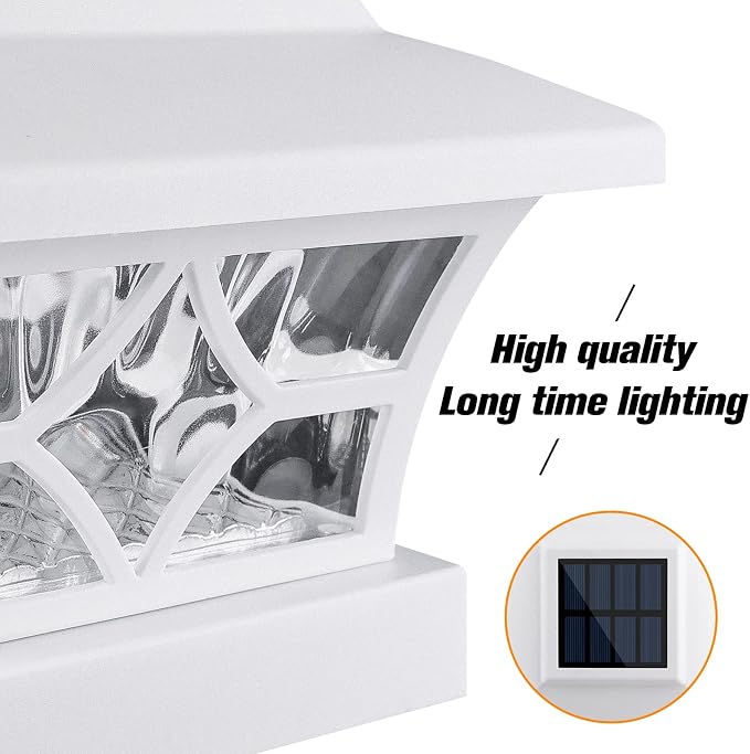 VOLISUN Solar Post Cap Lights Outdoor, Solar Powered Fence Cap Lights for 4x4 Vinyl/Wood, White Waterproof Solar Deck Post Light 8Pack Cool/Warm for Garden Patio Porch | Solar powered waterproof deck lights fit 4x4 wooden & vinyl posts, ideal for garde...