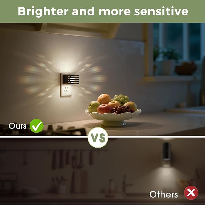 L LOHAS LED Night Lights Plug into Wall, 4 Pack 3CCT Night Light | Dusk to Dawn Sensor, Amber/3000K/5000K Color Changing Night-Lights, Adjustable Brightness, for Hallway Bedroom Home Decor