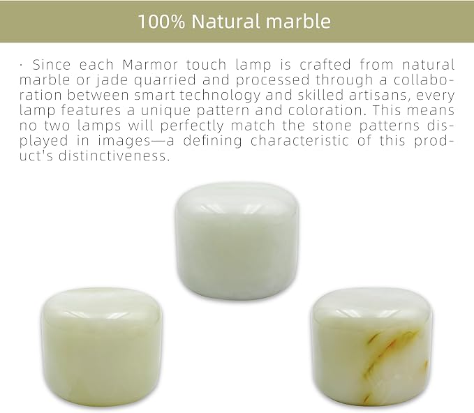 Marmor Marble Lamp Table Lamp Unique Lamp Type-C 3 Way Bedside Lamp Ambient Lighting for Bedroom Night Stands Night Light Decorative LED Warm Ambient Portable Lamp for Rechargeable (Eastern Jade Glow)