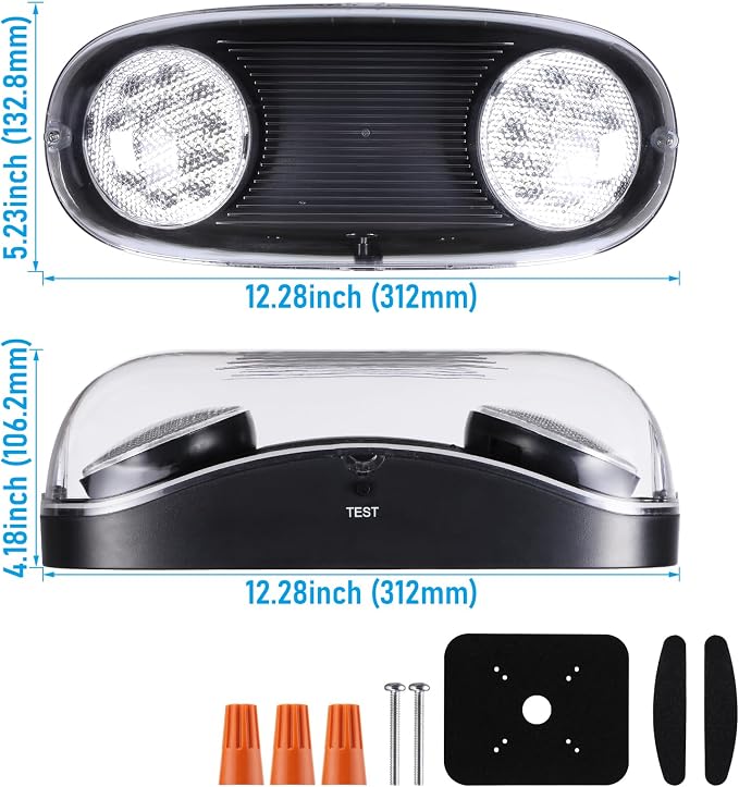 LEONLITE 4-Pack Wet Location LED Emergency Lights IP65 Waterproof Black | Commercial Exit Lights for Business, with Battery Backup, 2 Adjustable Heads, UL &FCC Listed, 120/277V