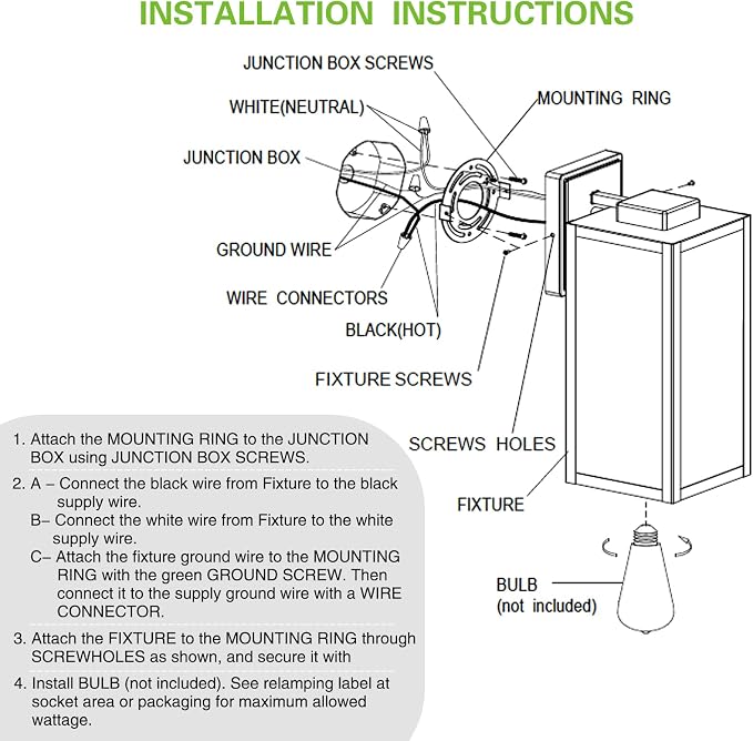 hykolity Large Size Outdoor Wall Lights,16 Inch Wall Lantern | Waterproof Exterior Wall Sconce, Anti-Rust Wall Mounted Lighting with Glass Shade, Lamp with E26 Socket for Porch, 1 Pack
