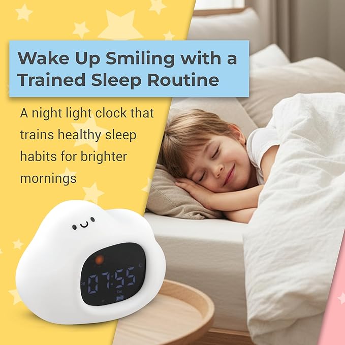 Bumble & Bright Kids Sleep Trainer with App Control - OK to Wake Clock for Kids Ages 4+, Color-Changing Night Light, Alarm & Sound Machine, Simple 1-Routine Setup, Free App, USB-C