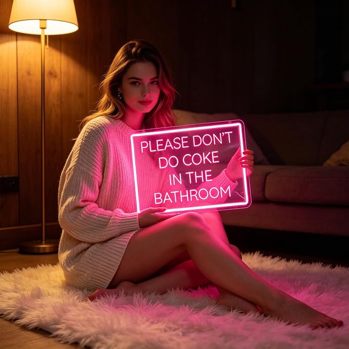 Pink Neon Sign Led Sign Neon Signs for Wall Decor Neon Lights | Please Don't Do In The Bathroom Led Light Up Sign, Pink Room Decor, Boys Girls Gift, Party, Wall Decor, 5V USB Powered