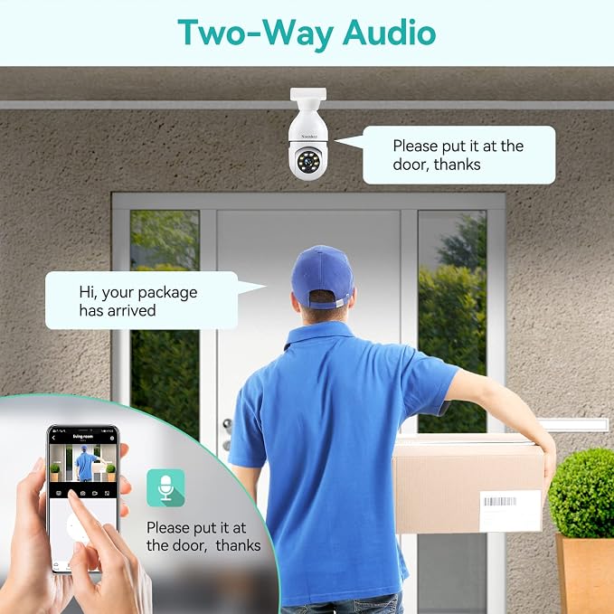 Noonkey 2K/3MP Light Bulb Security Camera, 5G& 2.4GHz WiFi 2 Pack Alexa Home 360° Wireless Security Camera Outdoor, Motion Tracking Detection Alarm,Color Night Vision