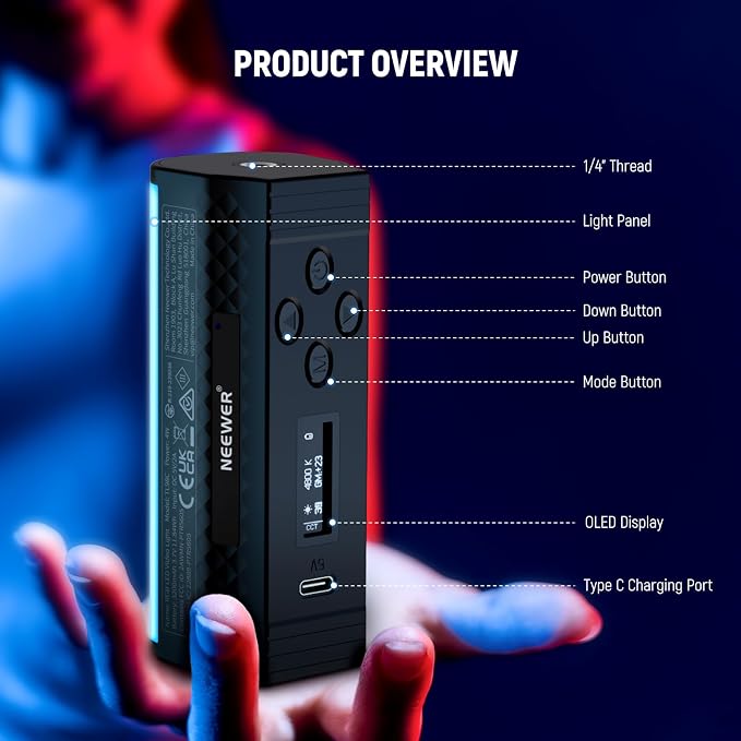 NEEWER 3PCS Pro Magnetic Handheld Light Wands, APP DMX Control/Custom Effects/Light Group, 360° Full RGB, 2600mAh 2500-10000K Dimmable CRI97 17 Scenes, Video Recording Photography LED Lighting, TL98C