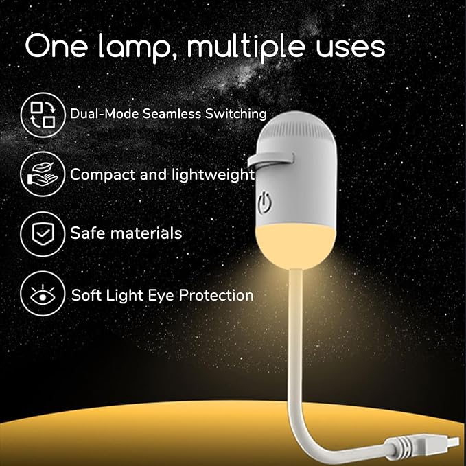2-in-1 Galaxy Projector Night Light with 12 Sliding Projection Films, Adjustable Brightness 360° Rotating Design and USB Power for Car and Bedroom Decoration for Adults and Kids