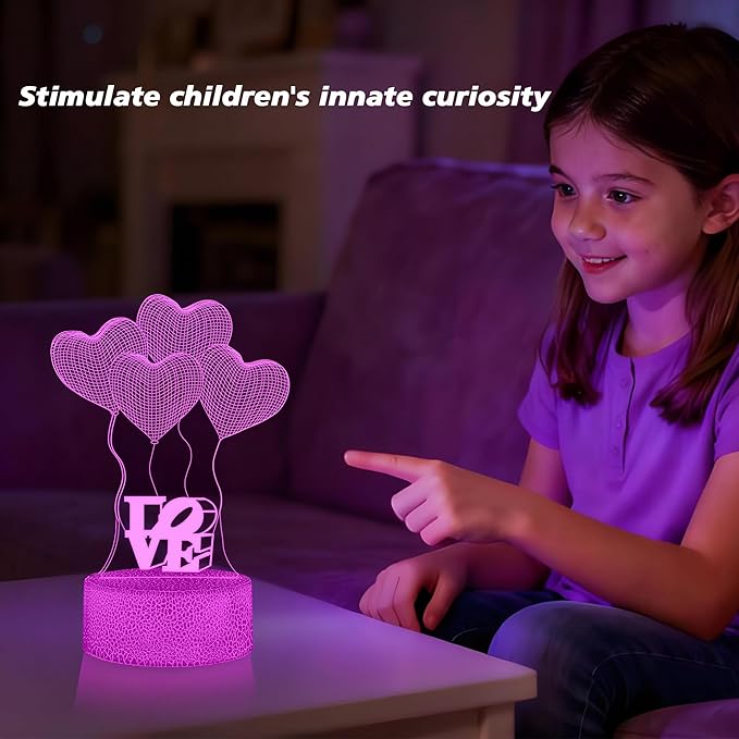 Balloon House 3D Night Light with Remote - 3 in 1 Up Theme Acrylic Panels (House, Bear, Love), 16 RGB Colors 4 Modes, USB/Battery(Not Included), Valentines Gift for Girl, Kids Room Decor 