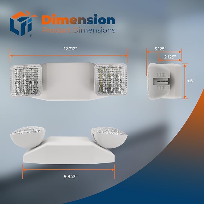 LFI Lights® Self Testing LED Emergency Light, Hardwired with Battery Backup, UL Listed, Adjustable LED Heads, White Housing, Commercial Indoor Lighting EL2WST