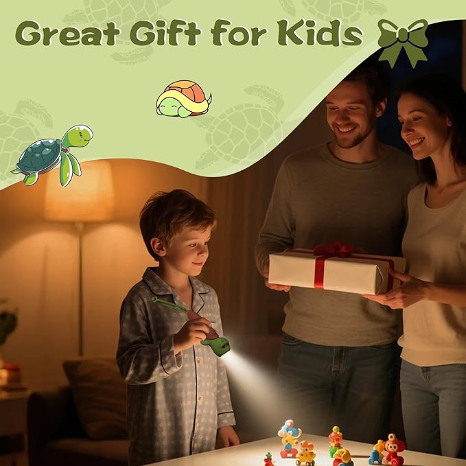 Silicone Turtle Rechargeable Flashlight, Dimmable Hanging Night Light for Camping, Night Walks and Home Use, Animal Themed Themed Portable Torch