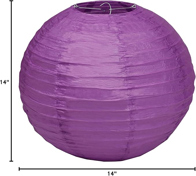 Pack Of 6 Round Paper Lanterns Lamp Wedding Birthday Party Decoration (Purple, 14"/35CM)