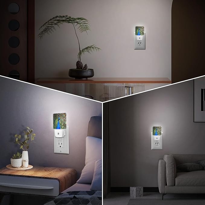 LED Night Light Lamp with Smart Sensor Dusk to Dawn Sensor,Australian Peacock Night Light Daylight White,0.5W Plug-into Wall for Adults,Bedroom,Bathroom,Hallway,Kitchen