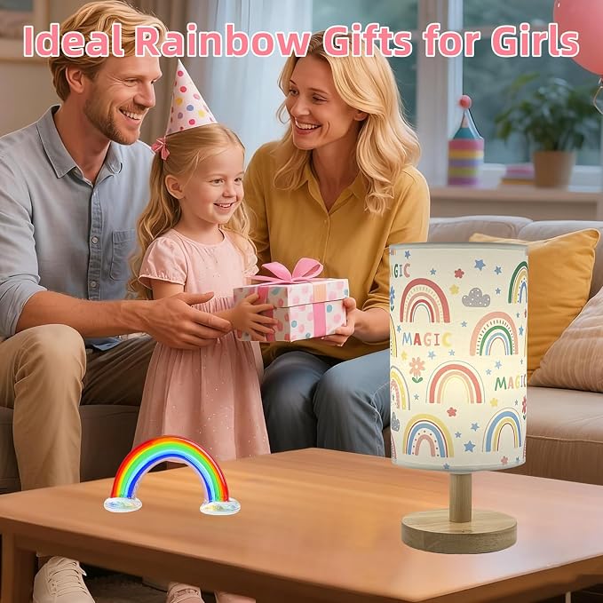 Rainbow Lamp Kids Table Lamp for Bedroom Cute Desk Lamps for Girls Room | 3 Color Modes Led Nightstand Night Light with Rainbow Design Bedside Lamp for Kids Room Nursery Decor,Holiday Gift for Girls