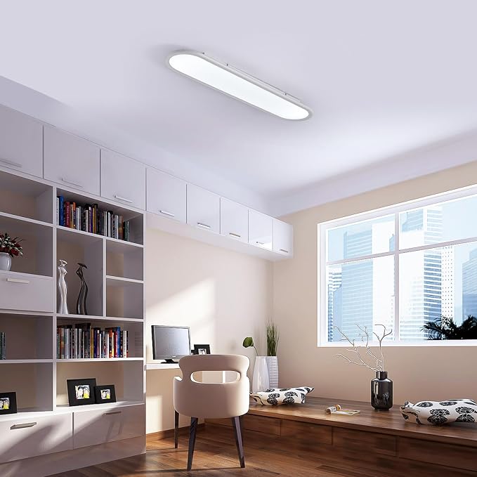 27.6 Inch LED Ceiling Light, High Brightness Linear Ceiling Lamps,6000K Cool White Modern Ultra Thin Low Profile Light Fixture for Bedroom Kitchen Study Room Hallway,White/36W