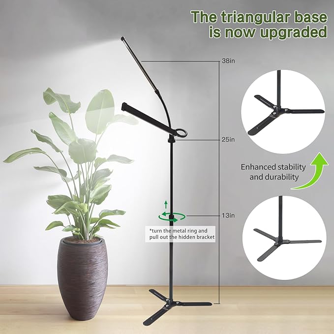 Professional Grow Lights for Indoor Plants Growing, Full Spectrum | 2026 Upgrade,162 LEDs, Height Adjustable 13-38", 3 Spectrum Modes,10 Dimming Levels, Plant Grow Lights with 4/8/12/18H Timer