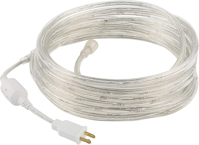 Tupkee Incandescent Rope Light Clear - 24 Feet (7.3 m), for Indoor and Outdoor use - 10MM Diameter - 288 Clear Warm Incandescent Long Life Bulbs Decorative Rope Tube Lights