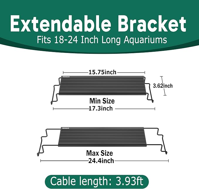 24/7 LED Aquarium Light for 18-24 Inch Plant & Fish Tank IP68, 12-Color & Gradient & Full Spectrum with Sunrise-Daylight-Moonlight, Auto On/Off, Brightness, Extendable Brackets for Freshwater