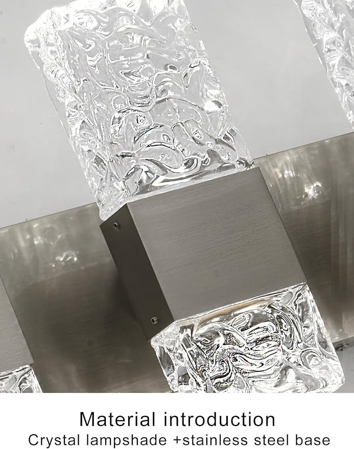 Modern Bathroom Light fixtures Brushed Nickel Dimmable Vanity Lights for Bathroom Crystal LED Bathroom Lighting fixtures Over Mirror 4 Light 6000K