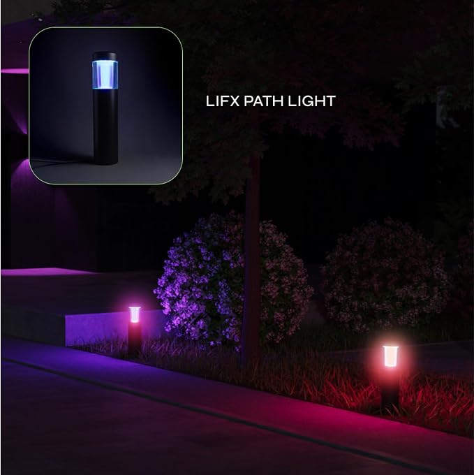 LIFX Smart Outdoor Path Lights - Wi-Fi RGBW - Matter Certified 12V- Round | Wifi 2.4GHz - Compatible with Alexa, Google, Apple Homekit, Needs 15V low-voltage transformer, for landscape pathway lighting