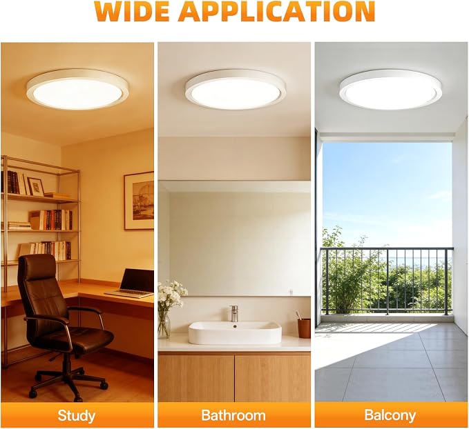 7Inch 2Pack LED Flush Mount Ceiling Light,3CCT,ETL Listed,Dimmable White | Hardwired 3CCT Selectable 3000K-6000K,18W 1400LM Dimmable Round Flat Panel Light Fixture for Bedroom/Kitchen,Bathroom&Indoor