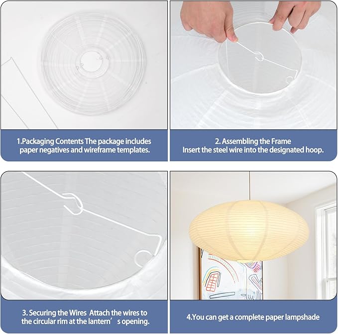White Oval Paper Lantern Lampshade set of 2, 20"x10'' Paper Lanterns Pendant Light Shade, Chinese Foldable Design for Living Room, Bedroom, Ceiling Lampshade Party Decor