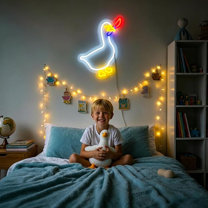 Goose Neon Sign Led Sign Neon Signs for Wall Decor Neon Lights | Goose Led Light Up Sign, White Game Room Decor, Boys Gift, Party, Wall Decor, 5V USB Powered