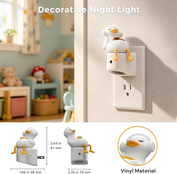 L LOHAS LED Plug-in Night Light for Kids, Cute Duck, Color Changing | LED Night Light with Dusk to Dawn Sensor, Christmas, Birthday Gift Nightlight for Girls & Kids, Room Decor 1Pack
