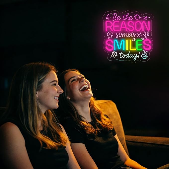 Be the Reason Someone Smiles Neon Sign for Wall Decor | Dimmable positive neon light, bedroom living room decor, birthday gift for teen girls friends, size 11.8*11.2 in