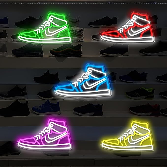 Sneaker Neon Sign Sports Shoe Neon Signs for Wall Dimmable LED Boys Neon Lights for Bedroom Man Cave Party Neon Bar Sign Shoes Light up Signs Wall Decor (Green)