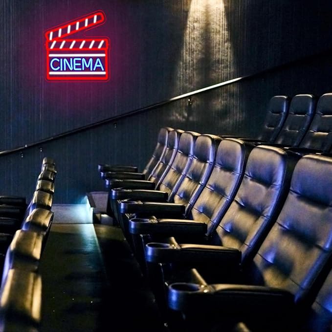 Cinema Neon Sign for Wall Decor Clapperboard Neon Light Film LED Sign Movie Neon Light Sign for Bar Home Movie Theater Film Room Wall Decor