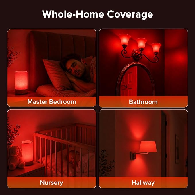SANSI 670nm Red Light Bulbs for Sleep, Zero Blue Light Bulb for Melatonin Promoting, 5W 80 Lumen A11 E26 LED Dim Red Night Light Bulb for Small Bedroom, Baby Nursery, 3 Pack
