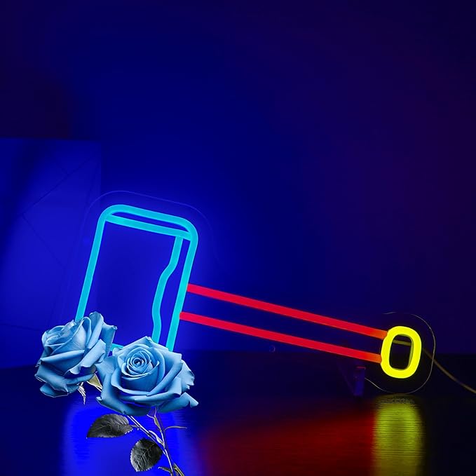 Neon Sign, FPLL Neon Signs for Wall Decor Blue Red LED Signs for Man Cave Game Room Home Party Birthday Decor Bar Beer Sign - USB Powered